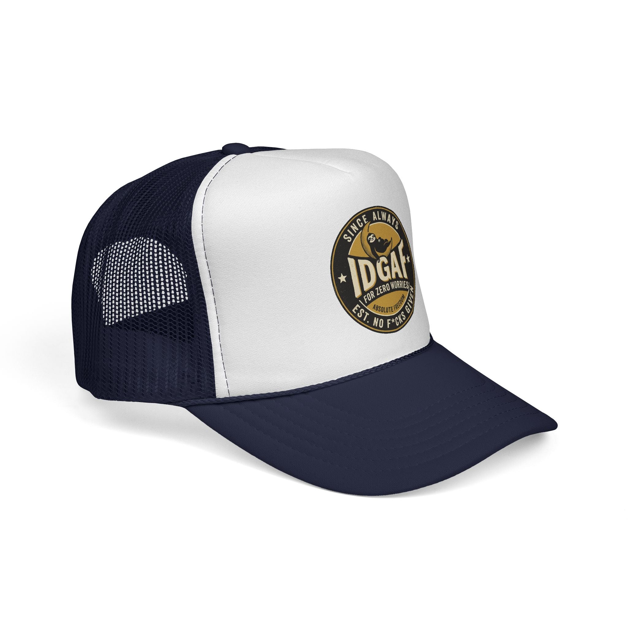 DGAF Trucker Cap – Bold Patch Graphic Mesh Hat for Carefree, Edgy Style
