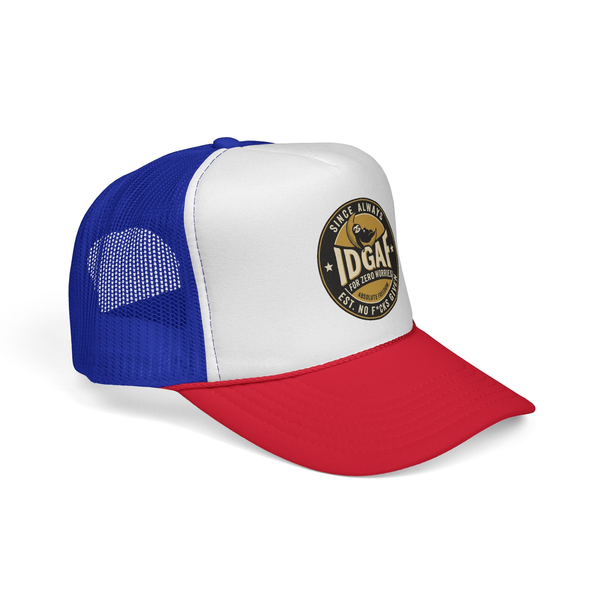DGAF Trucker Cap – Bold Patch Graphic Mesh Hat for Carefree, Edgy Style