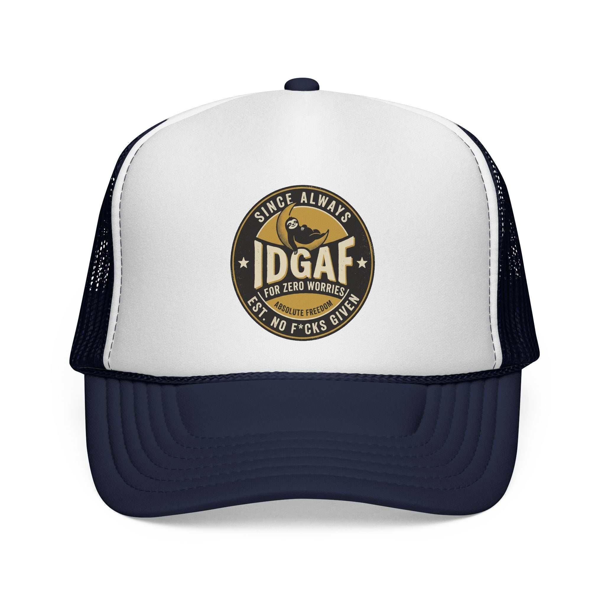 DGAF Trucker Cap – Bold Patch Graphic Mesh Hat for Carefree, Edgy Style