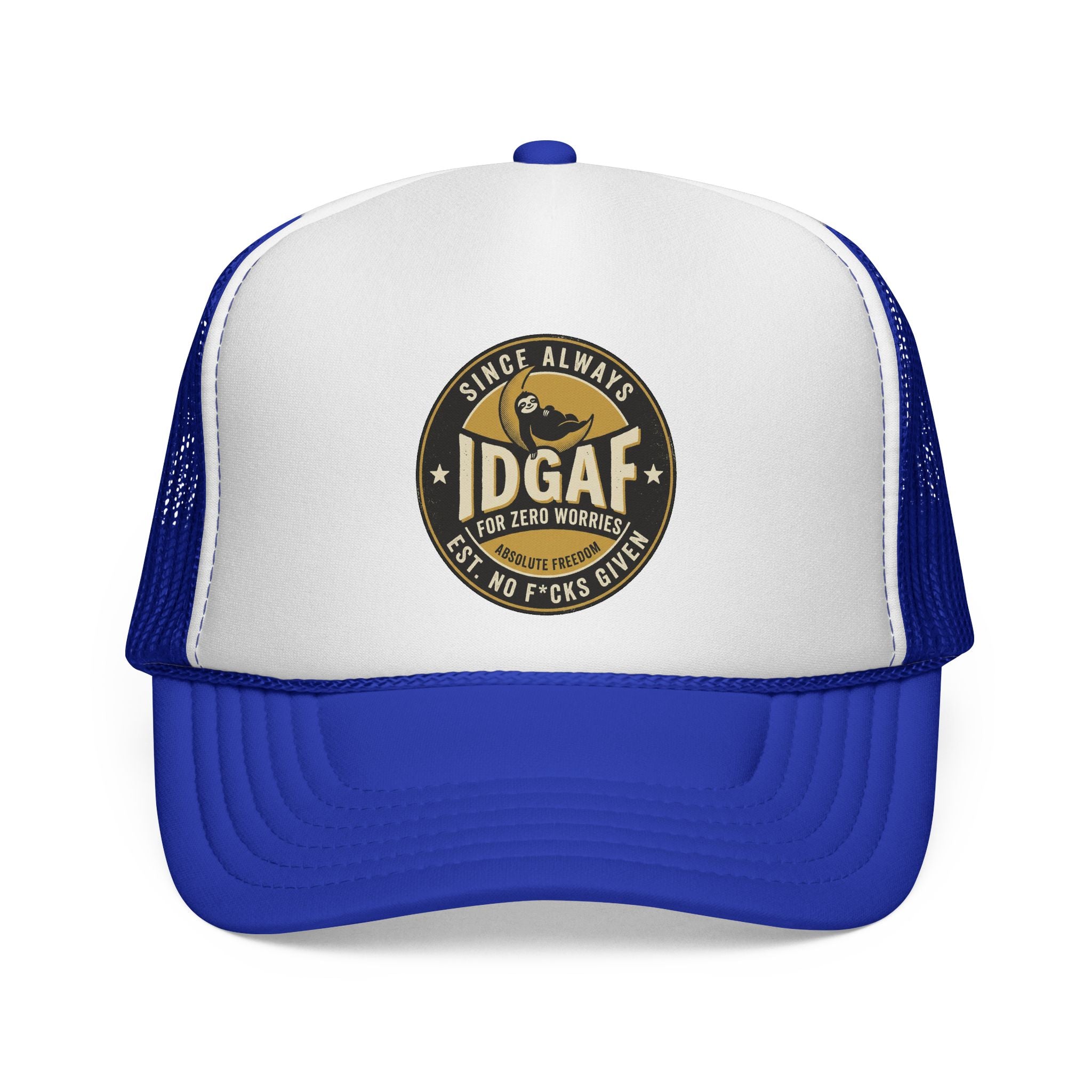 DGAF Trucker Cap – Bold Patch Graphic Mesh Hat for Carefree, Edgy Style