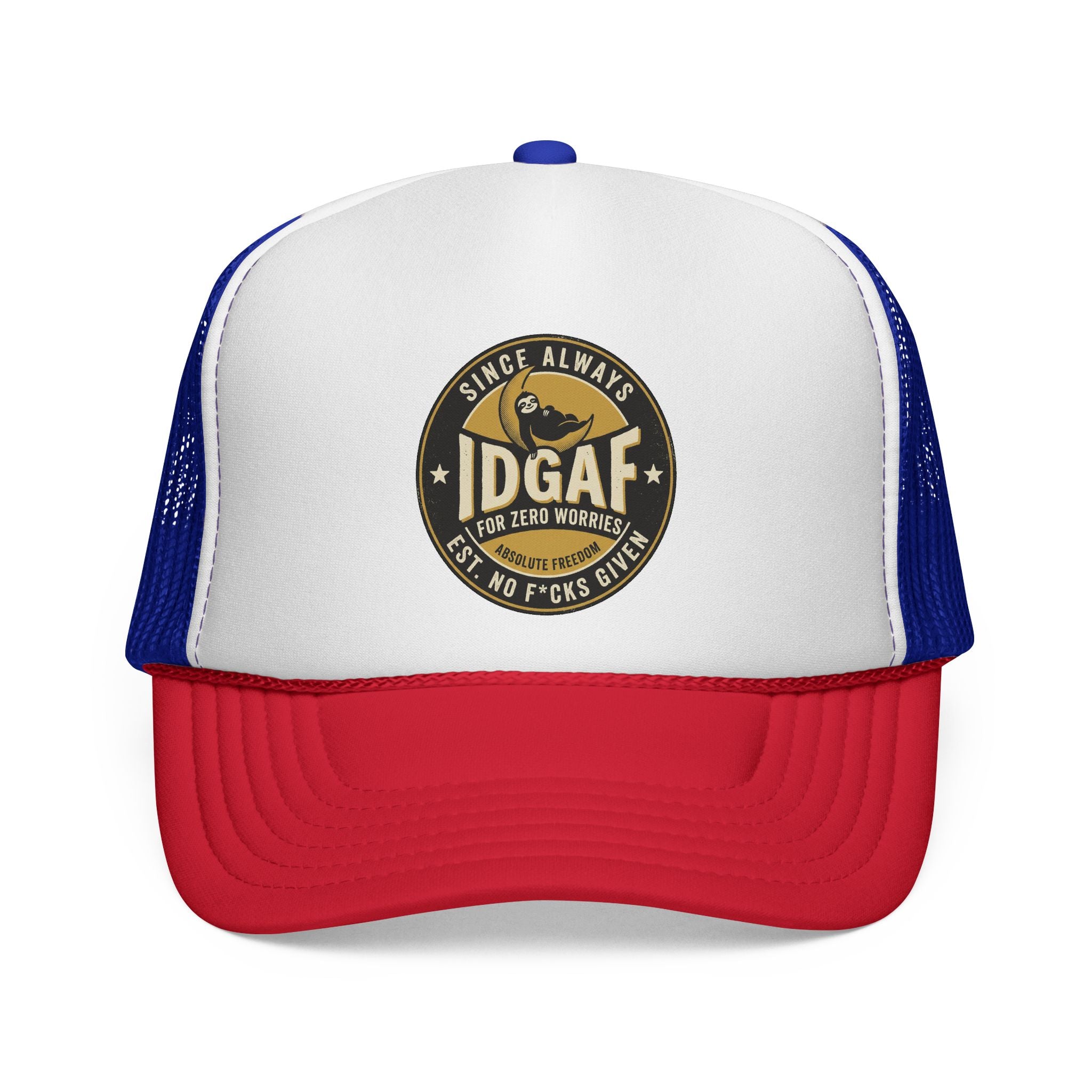 DGAF Trucker Cap – Bold Patch Graphic Mesh Hat for Carefree, Edgy Style